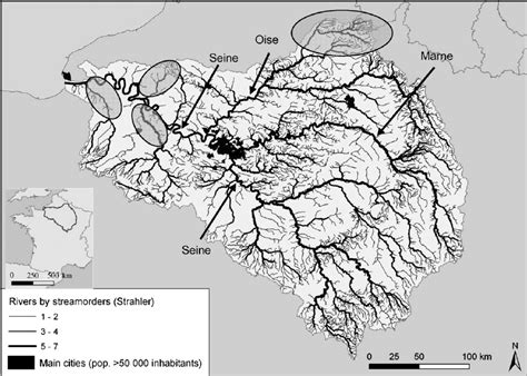 Map Of The Seine River Watershed Areas Of Sampling In Rural Streams In