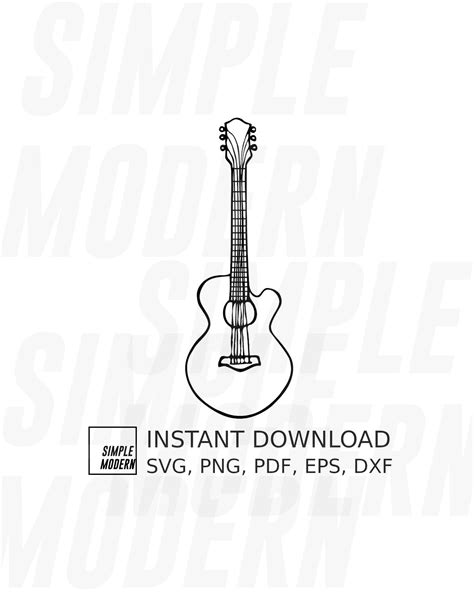 Acoustic Guitar Svg Files Simple Modern Svg