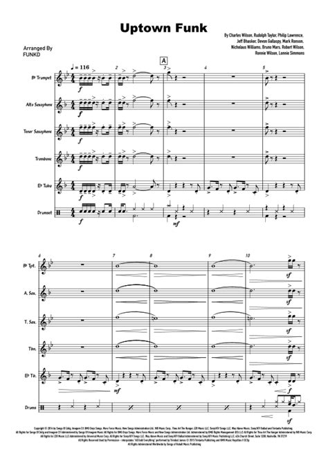 Uptown Funk Arr FUNKD By Mark Ronson Ft Bruno Mars Sheet Music For