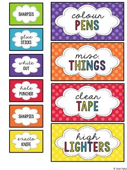 Freebie Primary Polka Dot Teacher Toolbox Labels Tpt