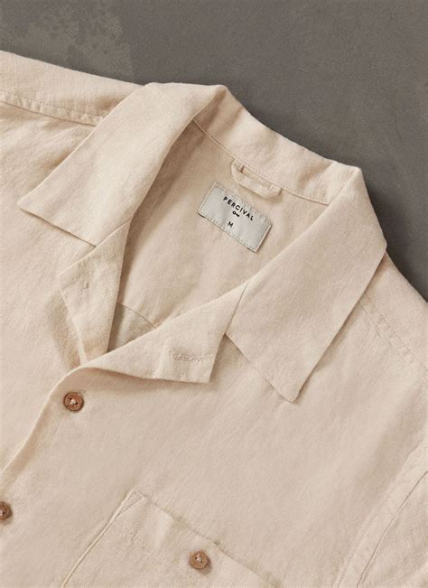 Mens Long Sleeve Cuban Shirt 100 Linen Cream