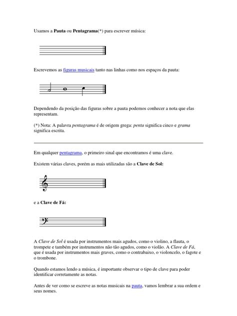 Leitura De Partituras Pdf Clave Escala Música