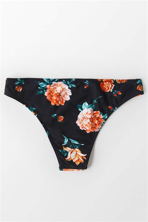 Bikini Hose Mit Blumen Muster In Schwarz Cupshe Deutschland