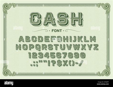 Money Font Vintage Type Or Typeface Banknote Alphabet Vector