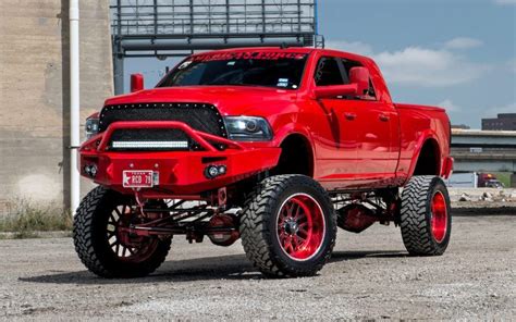 Dodge Ram Body Lift Heavy Duty Truck Red Custom Wheels Hd Wallpapers Hd Wallpapers Trucks