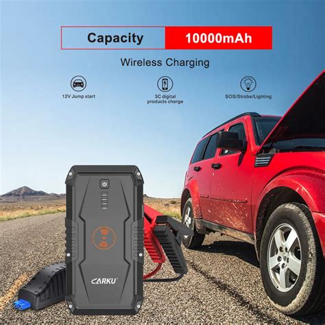 Carku 10000mah Portable Car Jump Starter Power Bank 1500a With Wireless