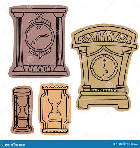 Vector Set Of Doodle Hand Drawn Watches Stock Vector Illustration Of