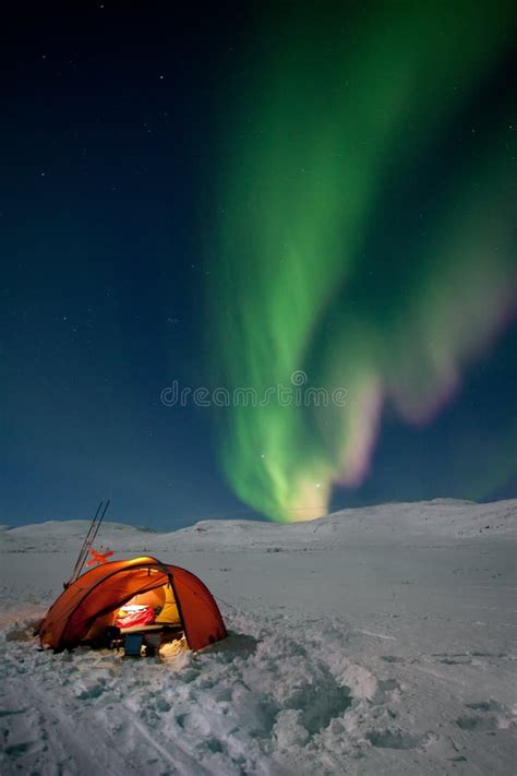 Camping Under Northern Lights Stock Image Image Of Camp Lights 26484511