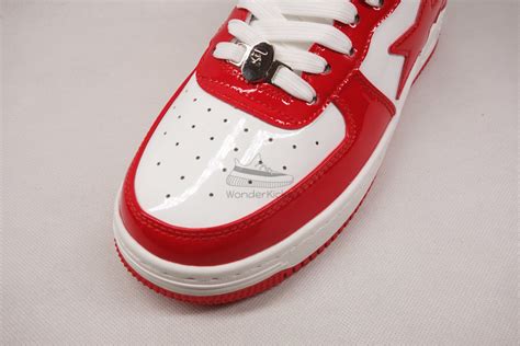 A Bathing Ape Bape Sta Patent Leather White Red 2023 Reps