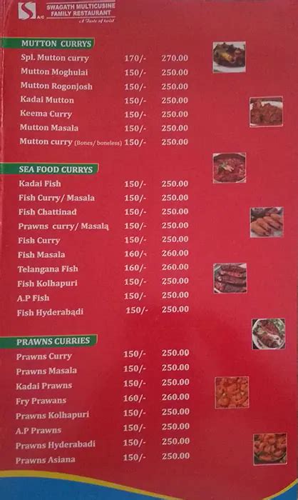 Menu At Swagath Multi Cuisine Restaurant Hyderabad