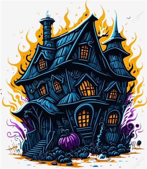 Ilustración De Castillo De Casa Embrujada De Tema De Halloween Vector