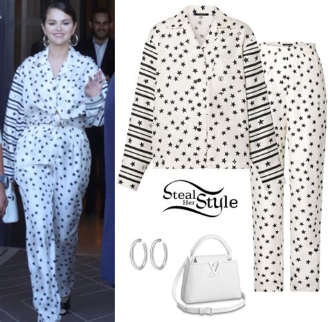 Selena Gomez Stars Print Blouse And Pants Steal Her Style