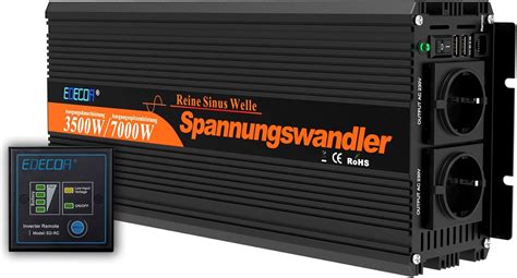 EDECOA Spannungswandler 3500w Reiner Sinus Wechselrichter 12v 230v Mit