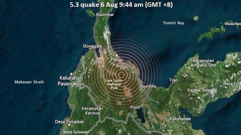 Gempa Magnitudo 53 Sr Guncang Sigi 53 Km Tenggara Palu Sulawesi