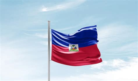 Premium Photo Haiti Flag Waving In The Sky