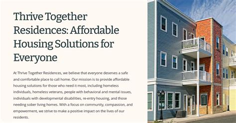 Thrive Together Residences Affordable Housing Solutions For Everyone