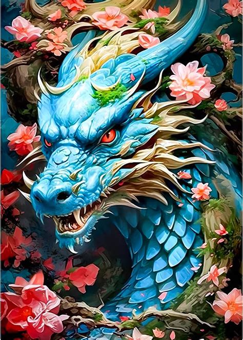 QENSPE 5D Diamond Painting Dragon Peinture Diamant Adulte Complet