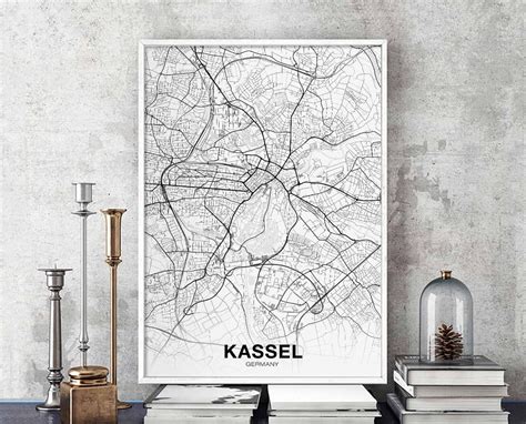 KASSEL Germany Map Poster Hometown City Print Modern Home | Etsy