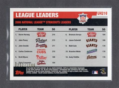 2006 Topps Updates Highlights League Leaders Gold UH216 Jake Peavy