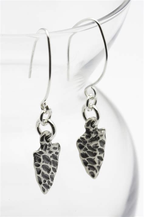 Arrowhead Earrings Boho Silver Earrings Black Brook Shop