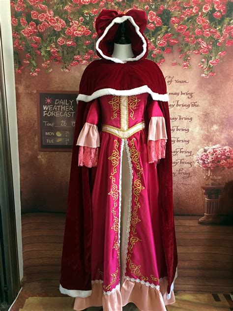 Red Belle Cosplay Costume With Cape Adult Red Belle Dress Etsy