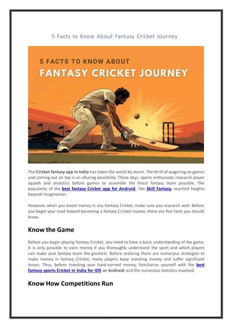 PPT 5 Facts To Know About Fantasy Cricket Journey PowerPoint