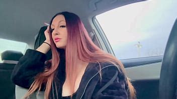 Italian Long Hair Big Tits Milf Artemisia Love Cigarette Smoking In The Car And Showing Her