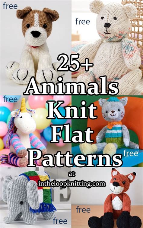 Several Knitted Animals With The Text 25 Free Animal Knitting Patterns