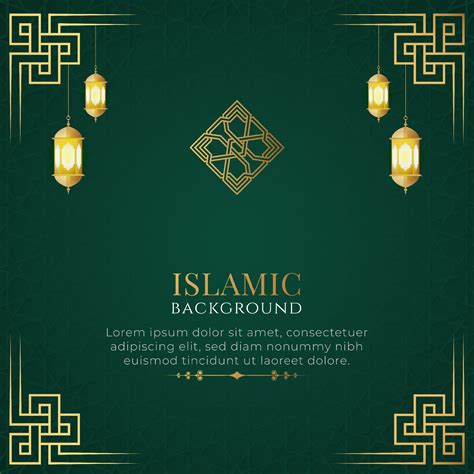 Arabic Islamic Elegant Green And Golden Luxury Ornamental Background