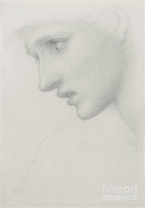 Female Head In Profile To The Left Drawing By Edward Coley Burne Jones