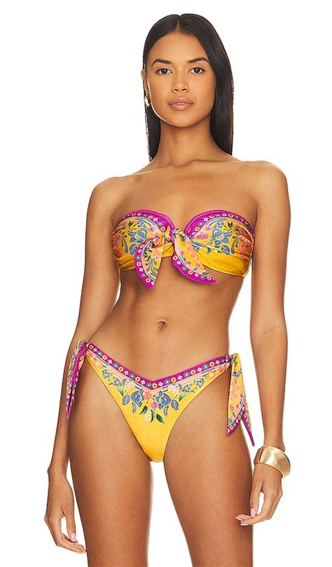 Zimmermann Ginger Scarf Bikini Top In Mustard Multi REVOLVE
