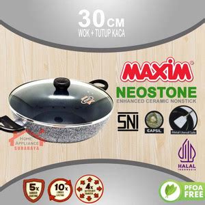 Jual Maxim Neostone Panci Wajan Cm Wok Pan Cm Tutup Kaca Anti