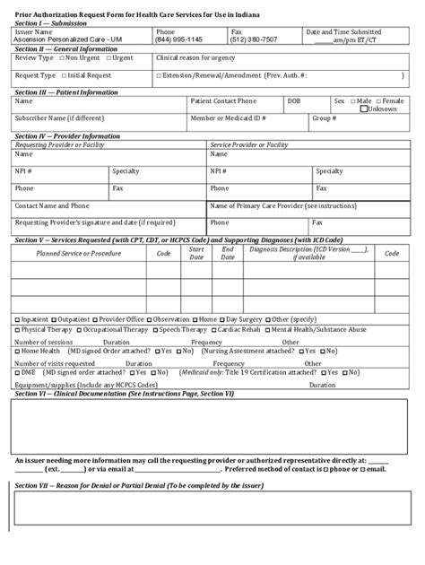 Fillable Online Indiana Prior Authorization Request Form Fax Email Print Pdffiller