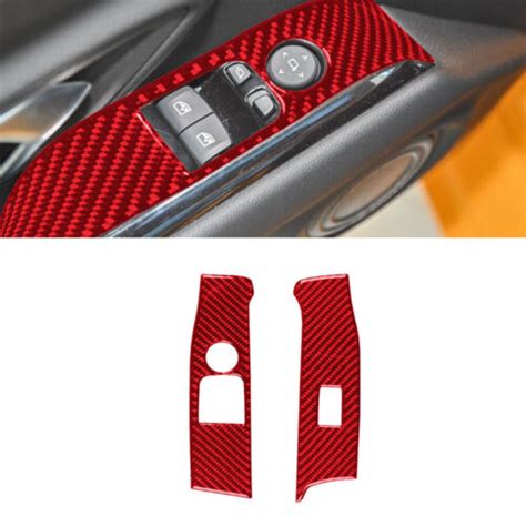 Red Carbon Fiber Window Lift Switch Panel Cover For Toyota GR Supra A90