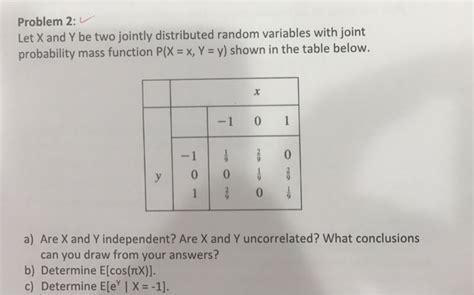 Solved Problem 2 Let X And Y Be Two Jointly Distributed