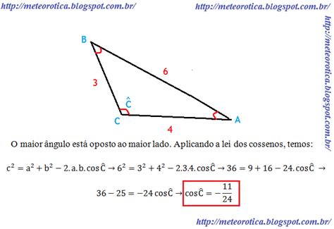 M E T E O R O T I C A Exerc Cios Resolvidos Sobre A Lei Dos Cossenos