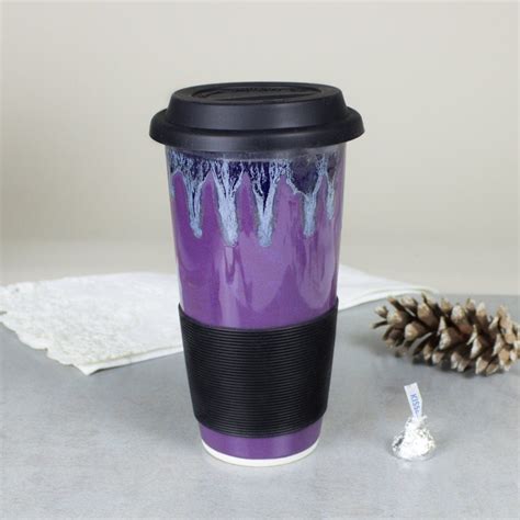 Amethyst Purple Travel Mug with Lid for Mom Lavender To Go