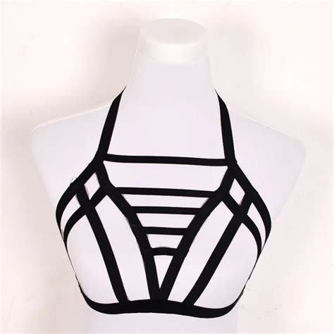 Women Totem Black Harness Cage Bra Harajuku Gothic Exotic Apparel Sexy