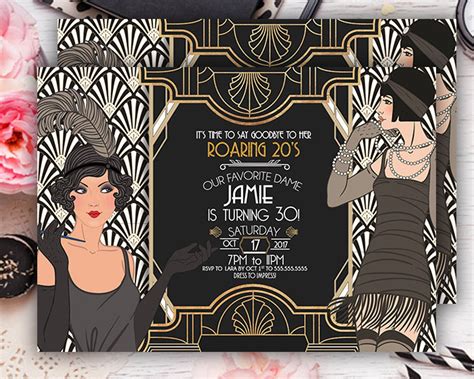 Roaring 20s Invitation Great Gatsby Invitation 30th Birthday Etsy