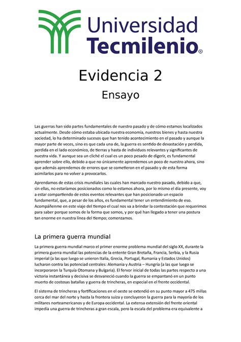 Evidencia 2 Mundo Contemporaneo Evidencia 2 Ensayo Las Guerras Han