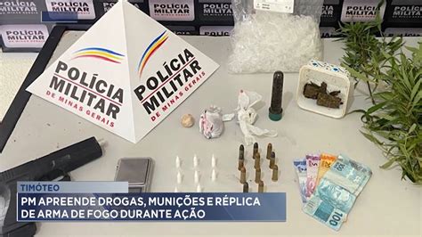 Timóteo PM Apreende Drogas Munições e Réplica de Arma de Fogo durante