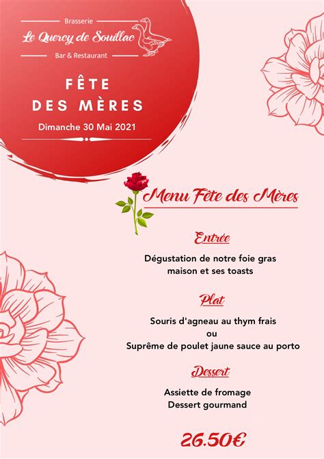 Menu Fête des Mères