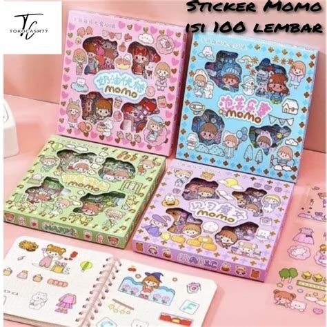 Jual STICKER MOMO WATERPROOF ISI 100 LEMBAR PER BOX Shopee Indonesia