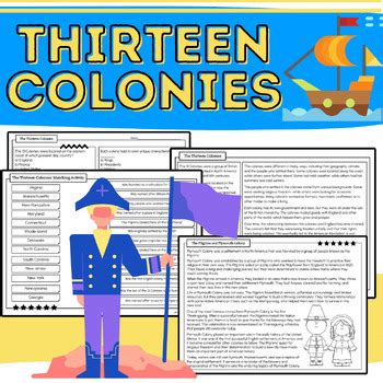 Thirteen Colonies Jamestown Plymouth Informational Passages And