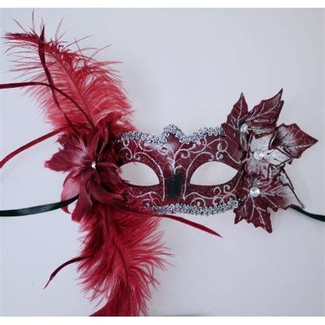 Red And Silver Venetian Feather Mask Toys And Games Feather Mask