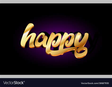 Happy D Gold Golden Text Metal Logo Icon Design Vector Image