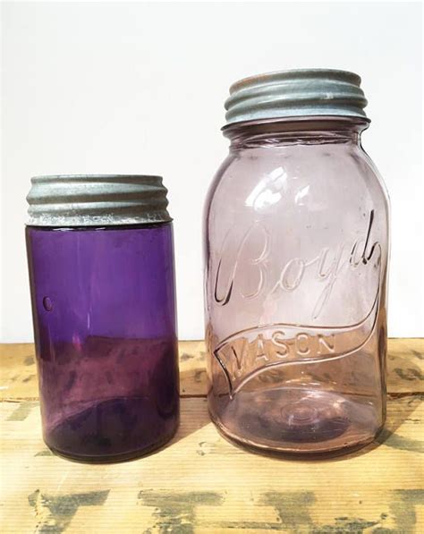 Pair Of Amethyst Colored Antique Mason Jars Ball Jars Etsy