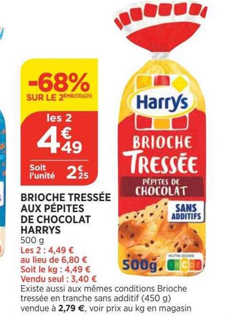 Promo Brioche Tressée Aux Pépites De Chocolat Harrys chez Atac