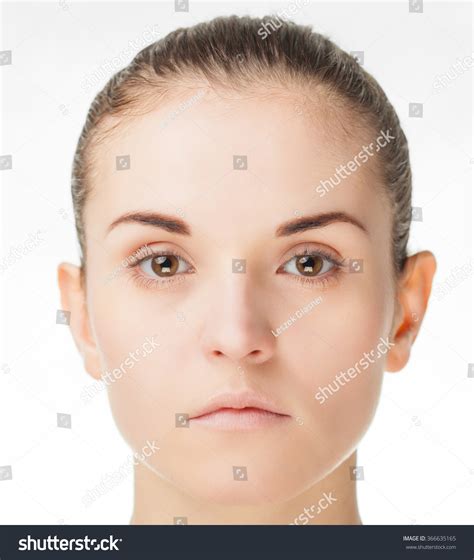 Isolated Young Natural Woman Face Front Stock Photo 366635165