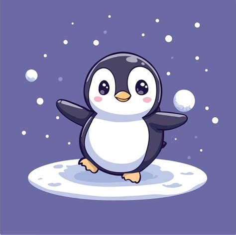 Adorable Penguin Sliding on Snow vector illustration | Premium AI-generated vector